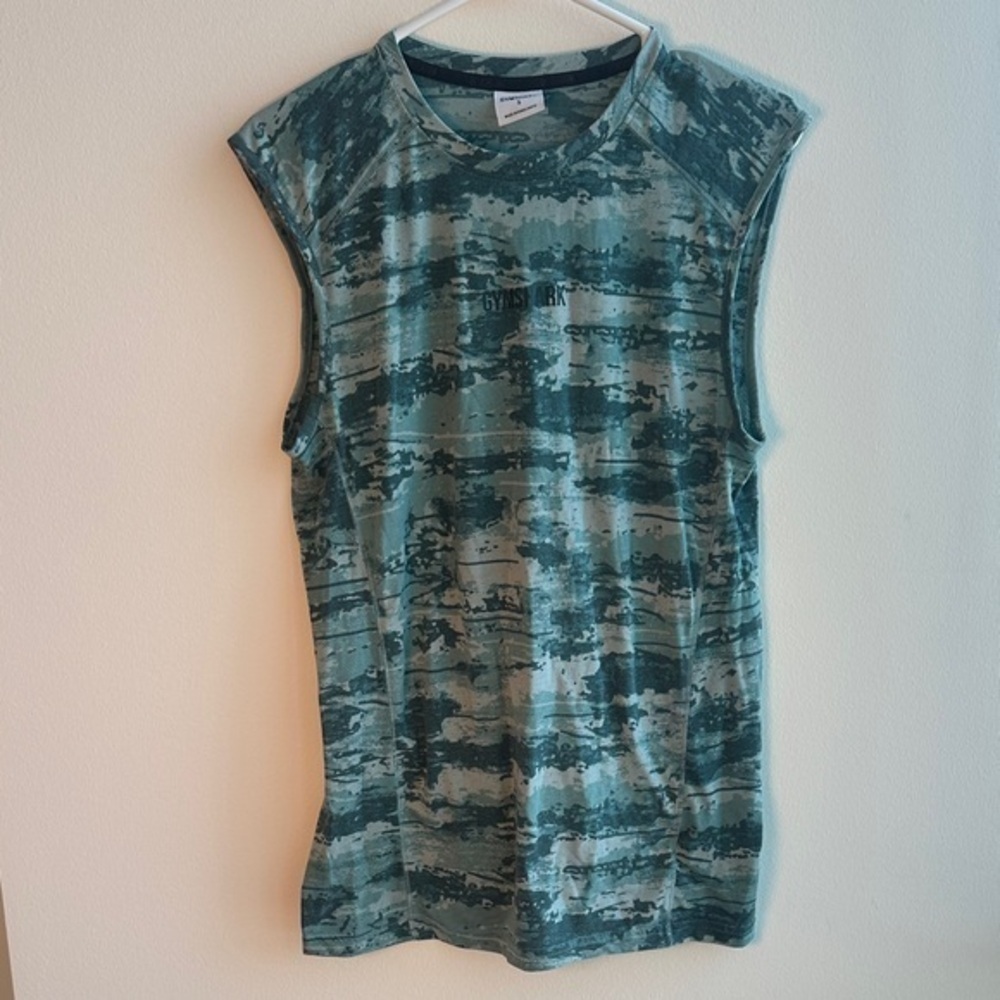 Gymshark Teal Patterned Muscle Tee